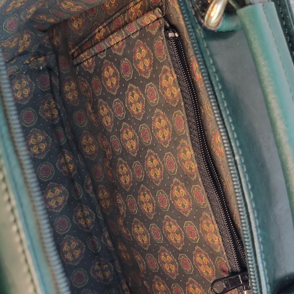 Vintage Belle Rose Elegant Green Leather Women's Bag - Picture 7 of 13